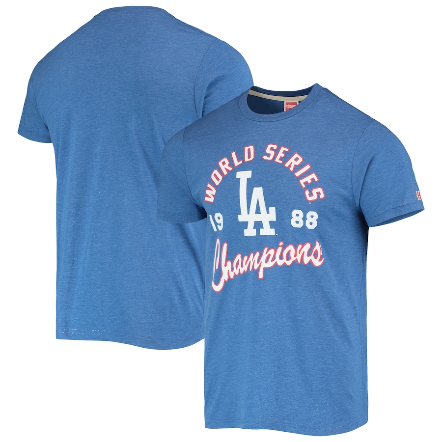 Men's Los Angeles Dodgers Homage Royal 1988 World Series Champions Tri-Blend T-Shirt Men's Los Angeles Dodgers Homage Royal 1988 World Series Champions Tri-Blend T-Shirt