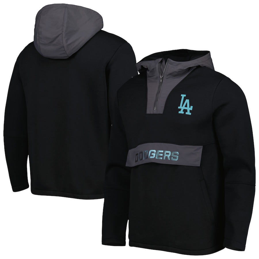 Men's Los Angeles Dodgers Levelwear Black Ruckus Quarter-Zip Hoodie Men's Los Angeles Dodgers Levelwear Black Ruckus Quarter-Zip Hoodie