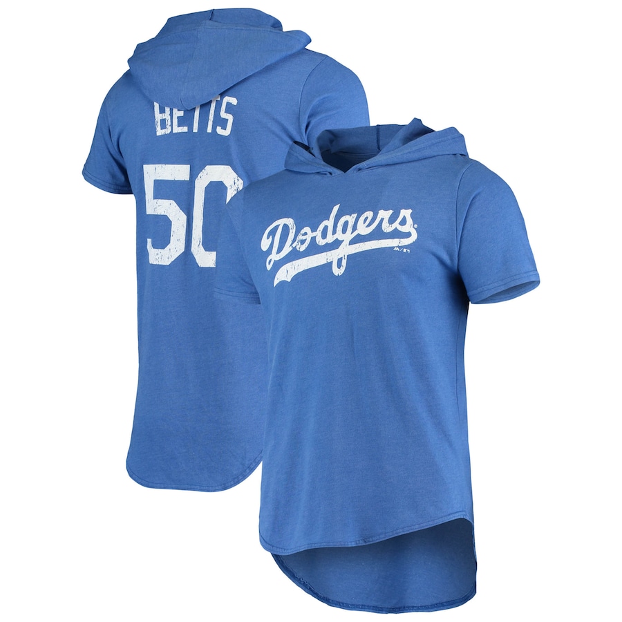 Men's Los Angeles Dodgers Mookie Betts Majestic Threads Royal Softhand Player Hoodie T-Shirt Men's Los Angeles Dodgers Mookie Betts Majestic Threads Royal Softhand Player Hoodie T-Shirt
