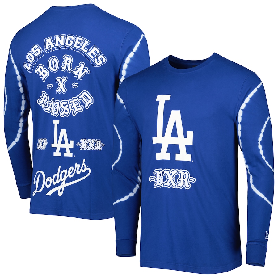 Men's Los Angeles Dodgers New Era Born x Raised Royal Heavy Tie-Dye Long Sleeve T-Shirt Men's Los Angeles Dodgers New Era Born x Raised Royal Heavy Tie-Dye Long Sleeve T-Shirt