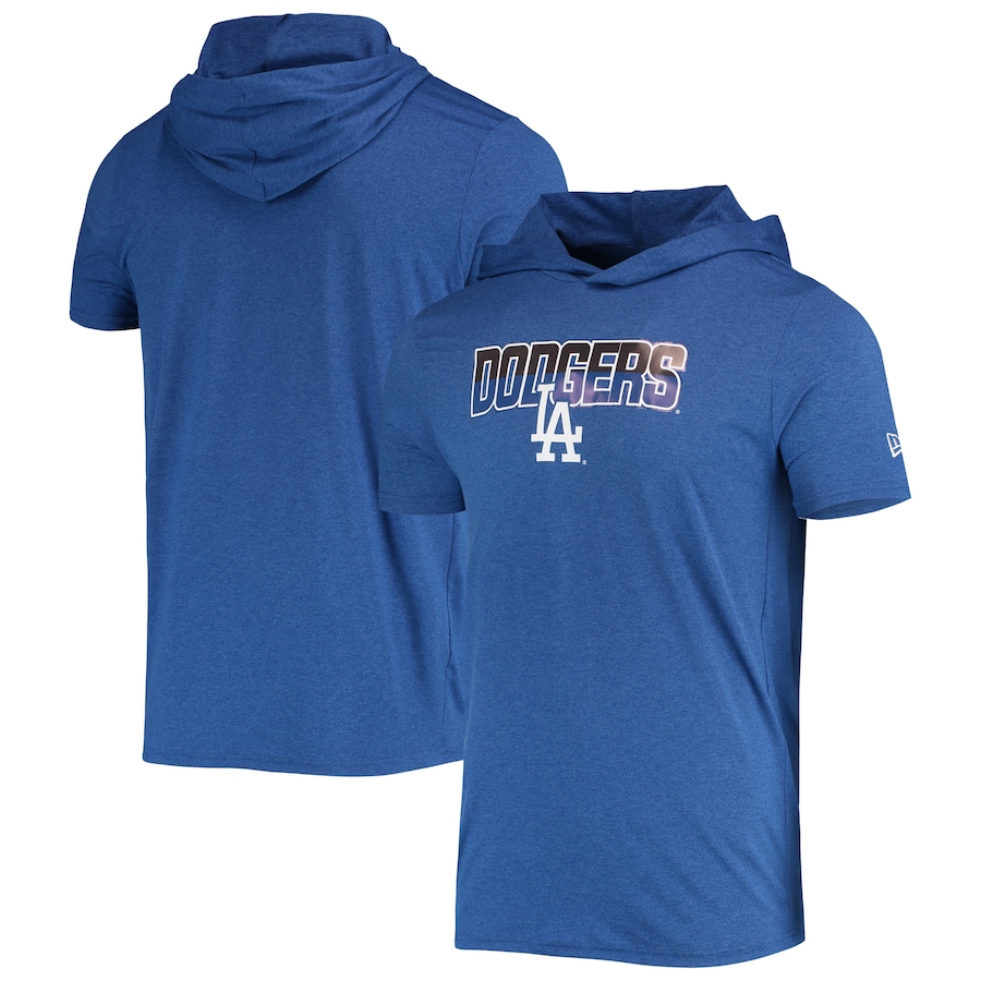 Men's Los Angeles Dodgers New Era Heathered Royal Hoodie T-Shirt Men's Los Angeles Dodgers New Era Heathered Royal Hoodie T-Shirt