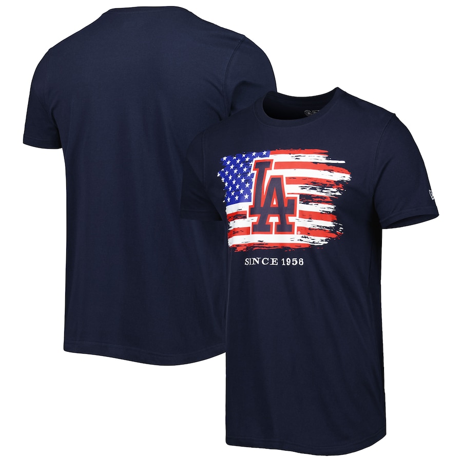 Men's Los Angeles Dodgers New Era Navy 4th of July Jersey T-Shirt Men's Los Angeles Dodgers New Era Navy 4th of July Jersey T-Shirt