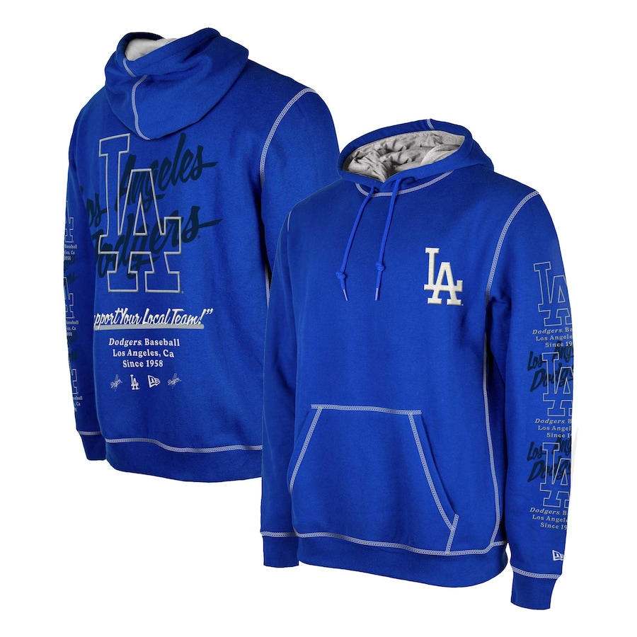 Men's Los Angeles Dodgers New Era Royal Team Split Pullover Hoodie Men's Los Angeles Dodgers New Era Royal Team Split Pullover Hoodie