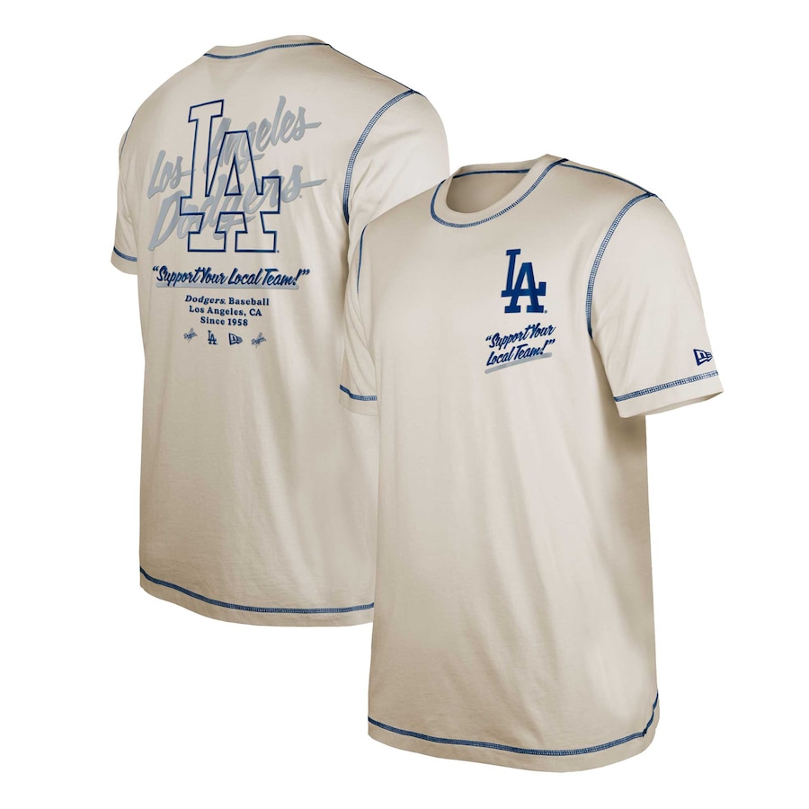 Men's Los Angeles Dodgers New Era White Team Split T-Shirt Men's Los Angeles Dodgers New Era White Team Split T-Shirt