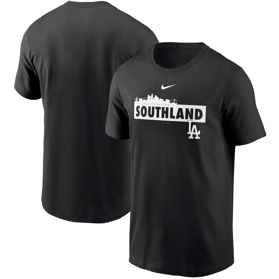 Men's Los Angeles Dodgers Nike Black Local Nickname Skyline T-Shirt