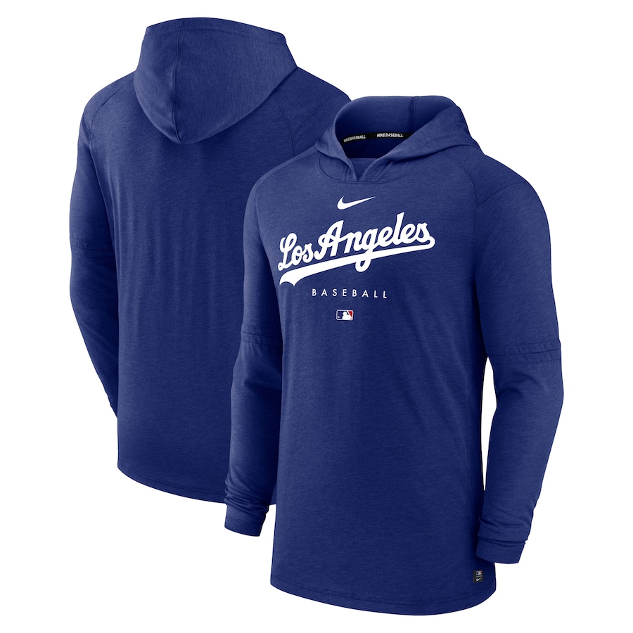Men's Los Angeles Dodgers Nike Heather Royal Authentic Collection Early Work Tri-Blend Performance Pullover Hoodie Men's Los Angeles Dodgers Nike Heather Royal Authentic Collection Early Work Tri-Blend Performance Pullover Hoodie