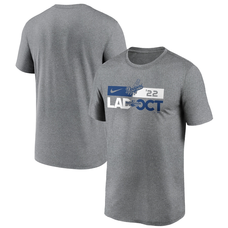 Men's Los Angeles Dodgers Nike Heathered Charcoal 2022 Postseason T-Shirt Men's Los Angeles Dodgers Nike Heathered Charcoal 2022 Postseason T-Shirt