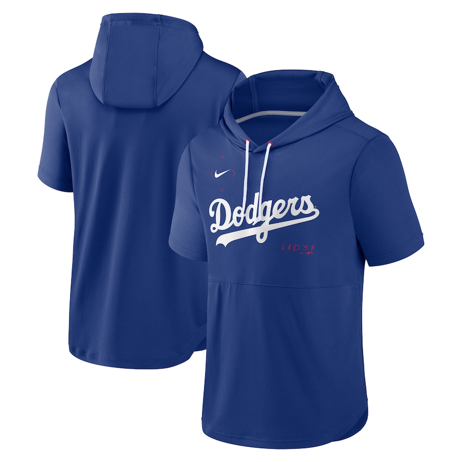 Men's Los Angeles Dodgers Nike Royal Springer Short Sleeve Team Pullover Hoodie Men's Los Angeles Dodgers Nike Royal Springer Short Sleeve Team Pullover Hoodie