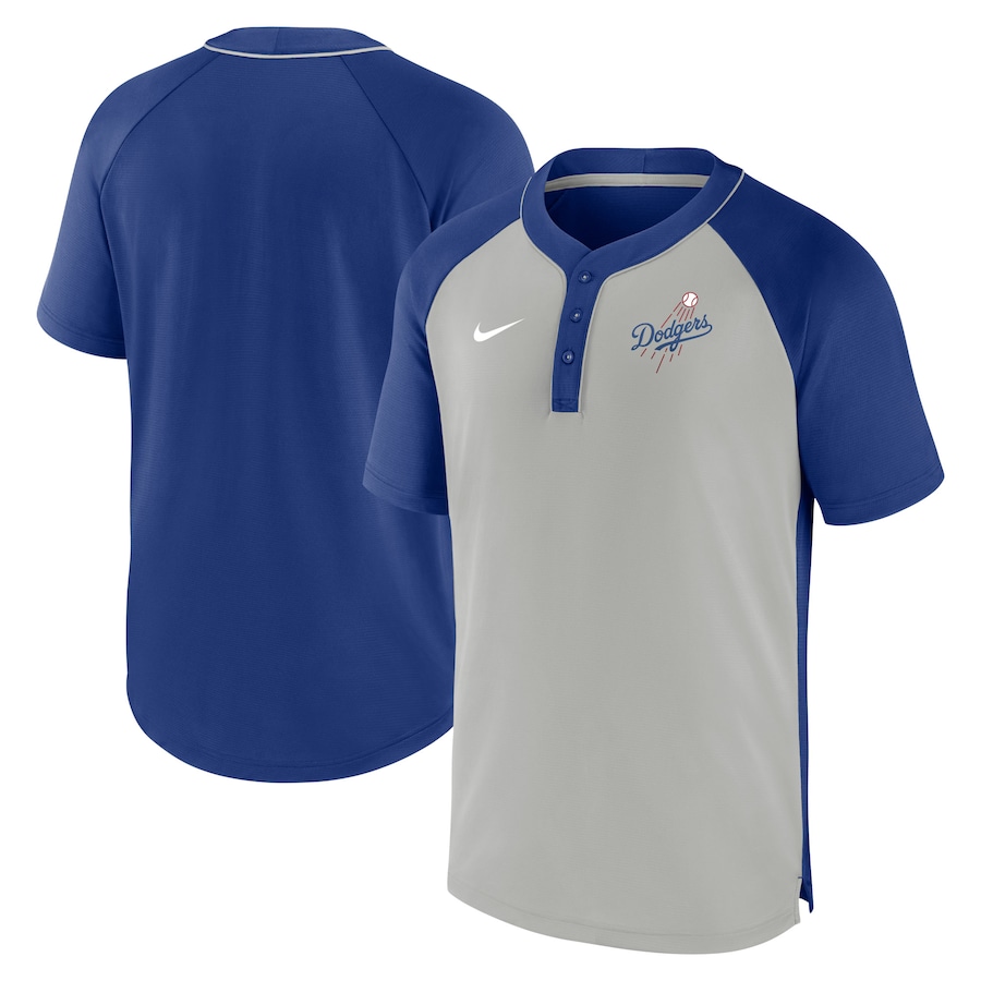Men's Los Angeles Dodgers Nike Royal/Silver City Plate Performance Henley Raglan T-Shirt Men's Los Angeles Dodgers Nike Royal/Silver City Plate Performance Henley Raglan T-Shirt