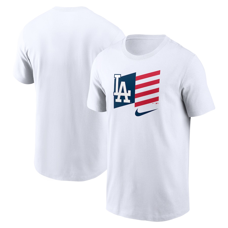 Men's Los Angeles Dodgers Nike White Americana Flag T-Shirt