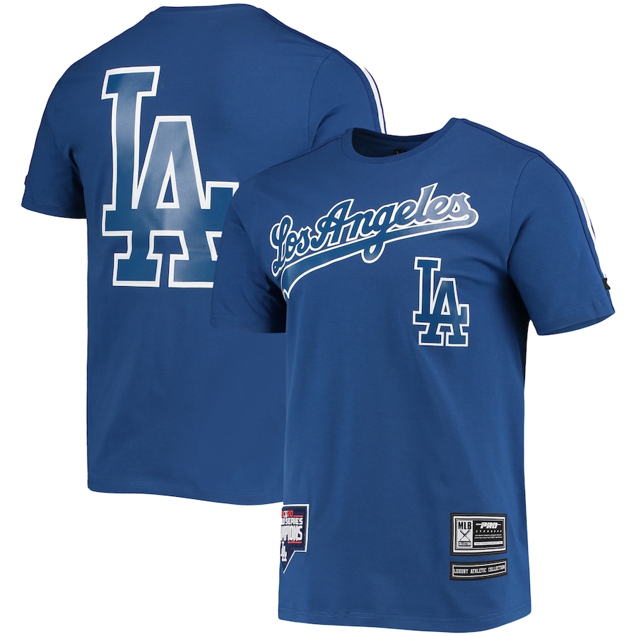 Men's Los Angeles Dodgers Pro Standard Royal Taping T-Shirt Men's Los Angeles Dodgers Pro Standard Royal Taping T-Shirt
