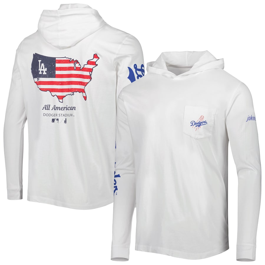 Men's Los Angeles Dodgers johnnie-O White Edison Hoodie T-Shirt Men's Los Angeles Dodgers johnnie-O White Edison Hoodie T-Shirt
