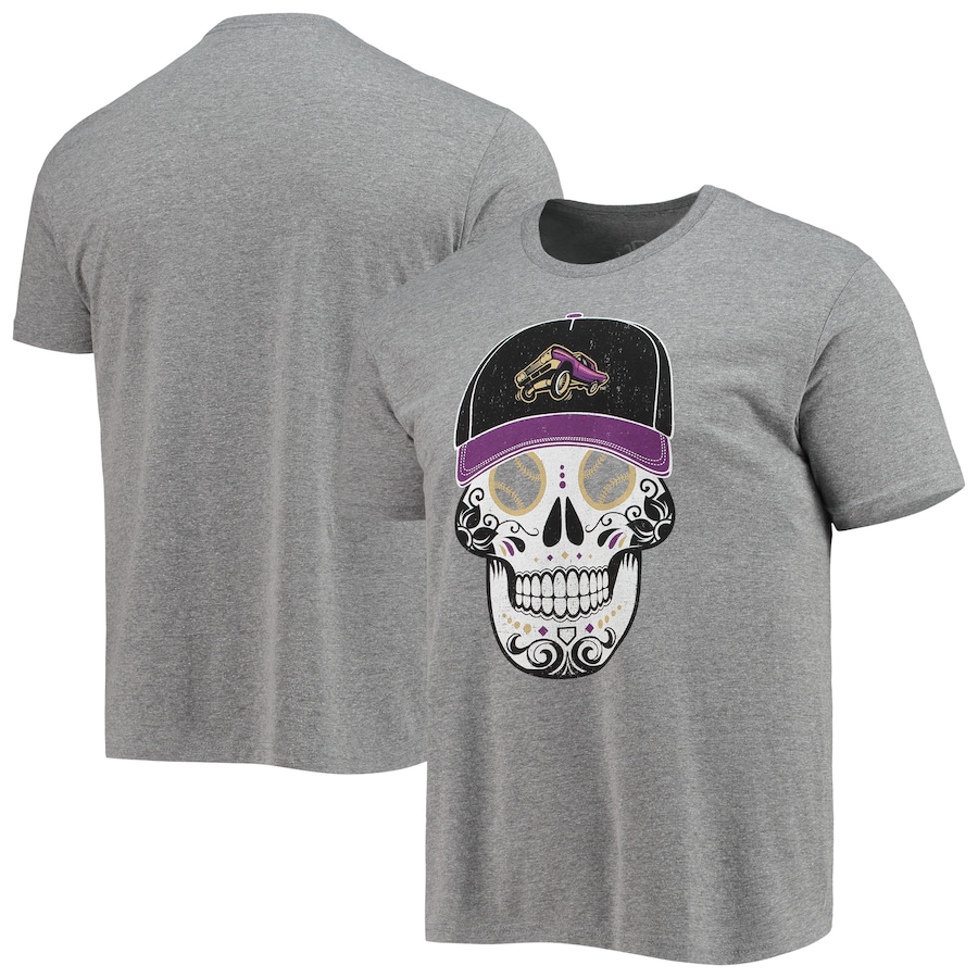 Men's Lowriders de Fresno Heathered Gray Copa de la Diversion Sugar Skull Cap Tri-Blend T-Shirt