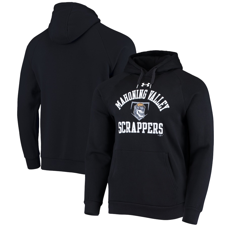 Men's Mahoning Valley Scrappers Under Armour Black All Day Raglan Fleece Pullover Hoodie
