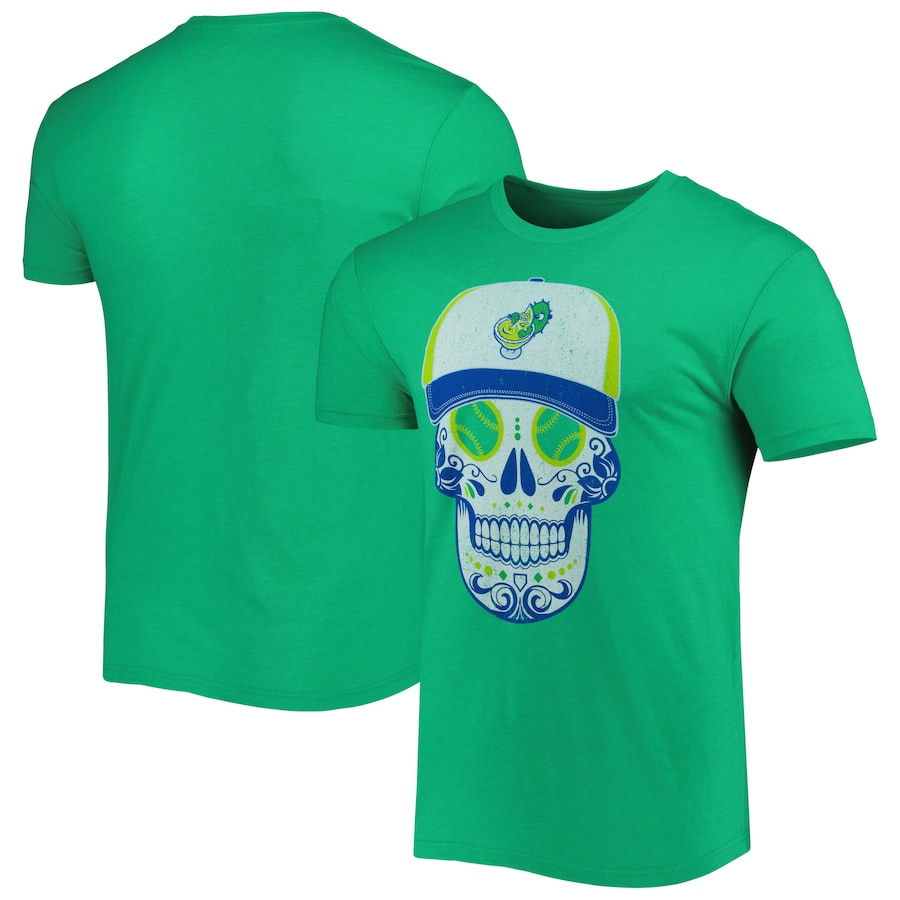 Men's Margaritas de El Paso Heathered Green Copa de la Diversion Sugar Skull Tri-Blend T-Shirt Men's Margaritas de El Paso Heathered Green Copa de la Diversion Sugar Skull Tri-Blend T-Shirt