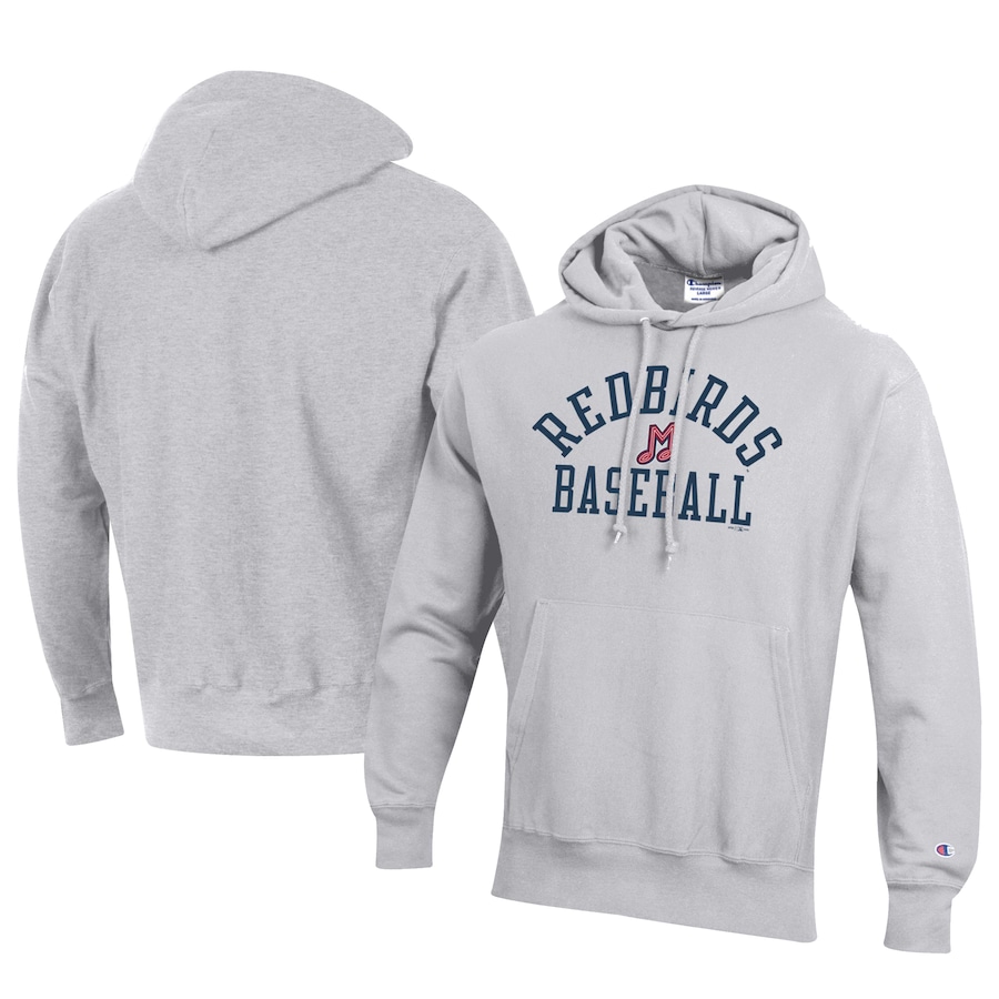 Men's Memphis Redbirds Champion Gray Baseball Reverse Weave Pullover Hoodie Men's Memphis Redbirds Champion Gray Baseball Reverse Weave Pullover Hoodie