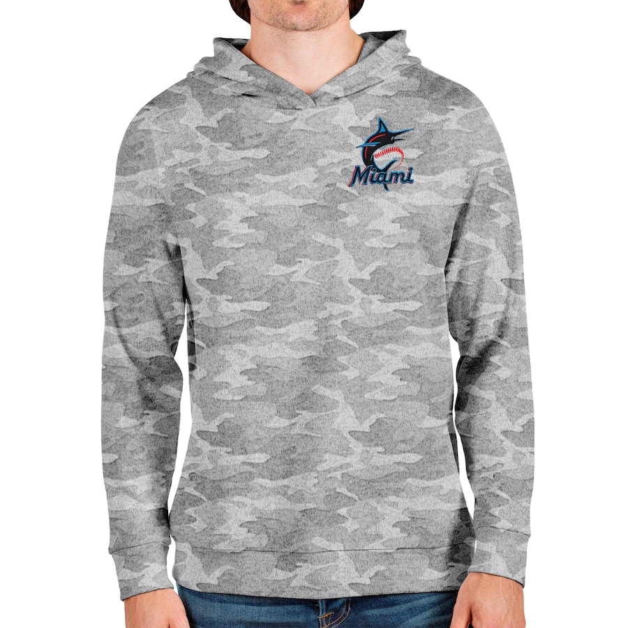 Men's Miami Marlins Antigua Camo Absolute Pullover Hoodie