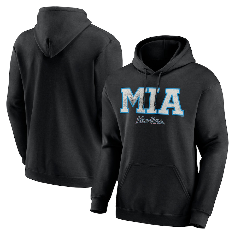 Men's Miami Marlins Black Scoreboard Pullover Hoodie