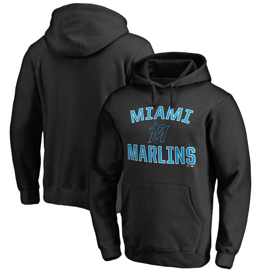 Men's Miami Marlins Black Victory Arch Pullover Hoodie