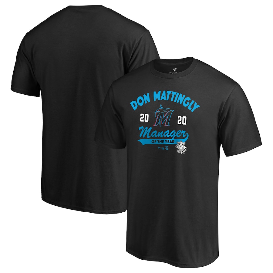 Men's Miami Marlins Don Mattingly Black 2020 NL Manager of the Year T-Shirt Men's Miami Marlins Don Mattingly Black 2020 NL Manager of the Year T-Shirt