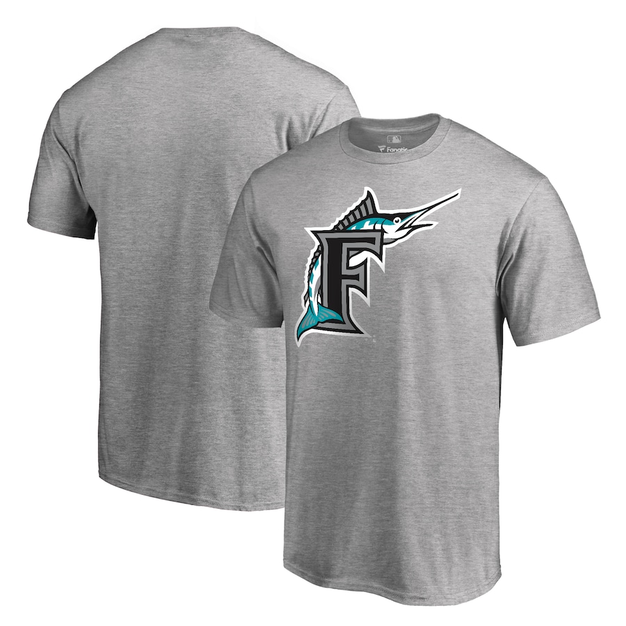 Men's Miami Marlins Ash Cooperstown Collection Forbes T-Shirt Men's Miami Marlins Ash Cooperstown Collection Forbes T-Shirt