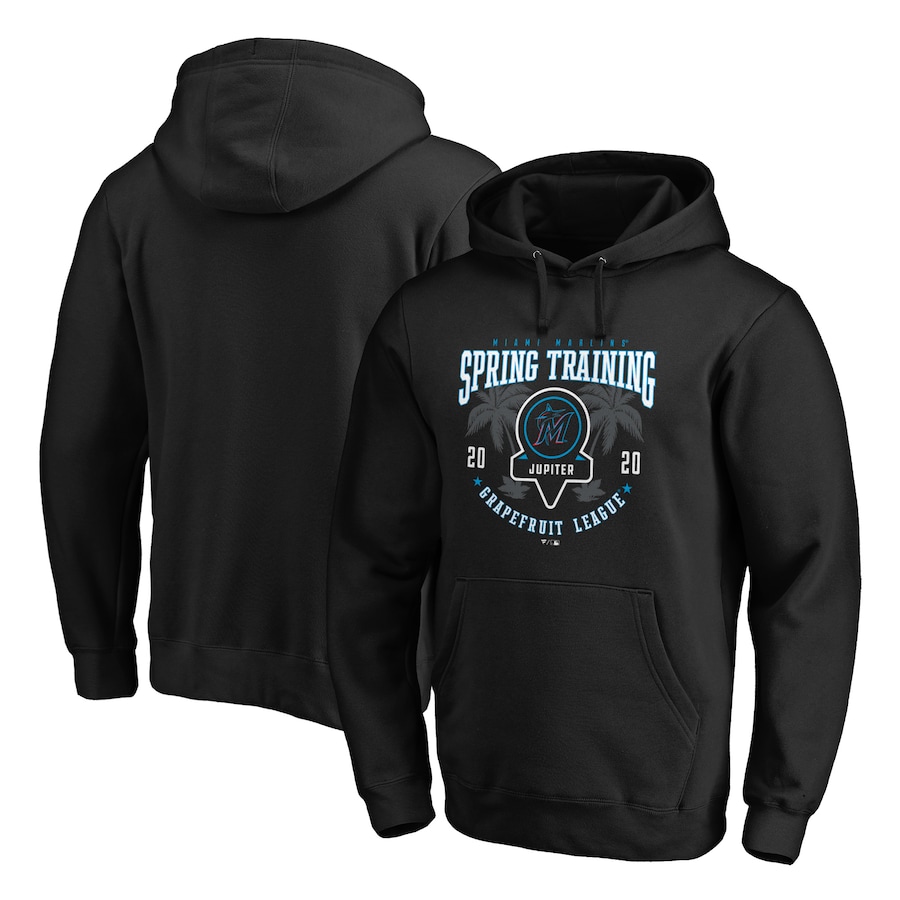 Men's Miami Marlins Black 2020 Spring Training Pick Off Move Pullover Hoodie