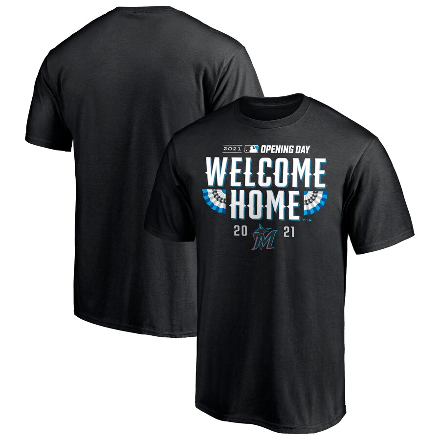 Men's Miami Marlins Black 2021 Opening Day T-Shirt