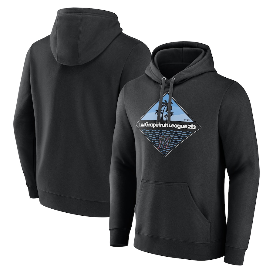 Men's Miami Marlins Black 2023 MLB Spring Training Diamond Pullover Hoodie