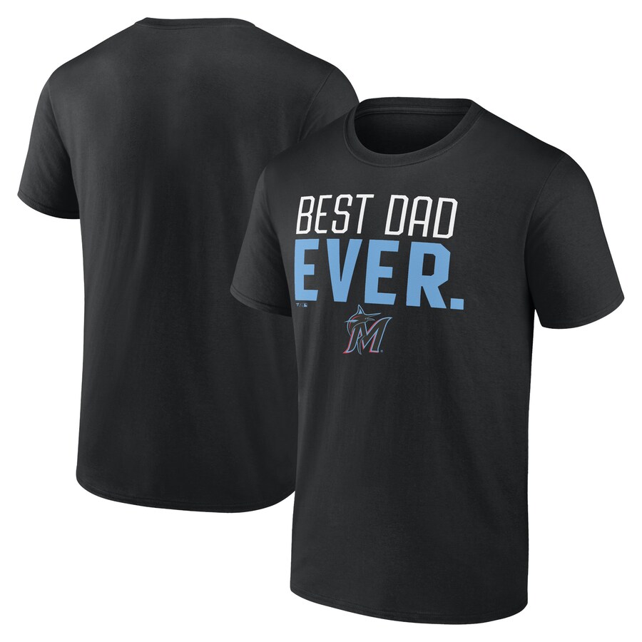 Men's Miami Marlins Black Best Dad Ever T-Shirt Men's Miami Marlins Black Best Dad Ever T-Shirt