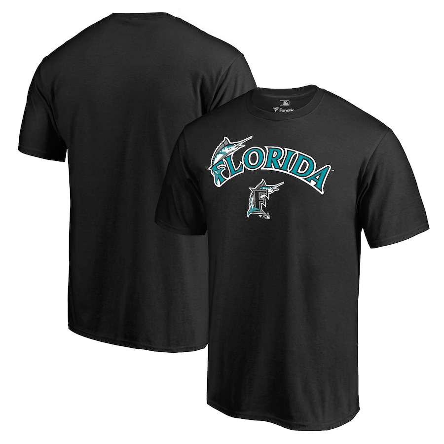 Men's Miami Marlins Black Cooperstown Collection Wahconah T-Shirt