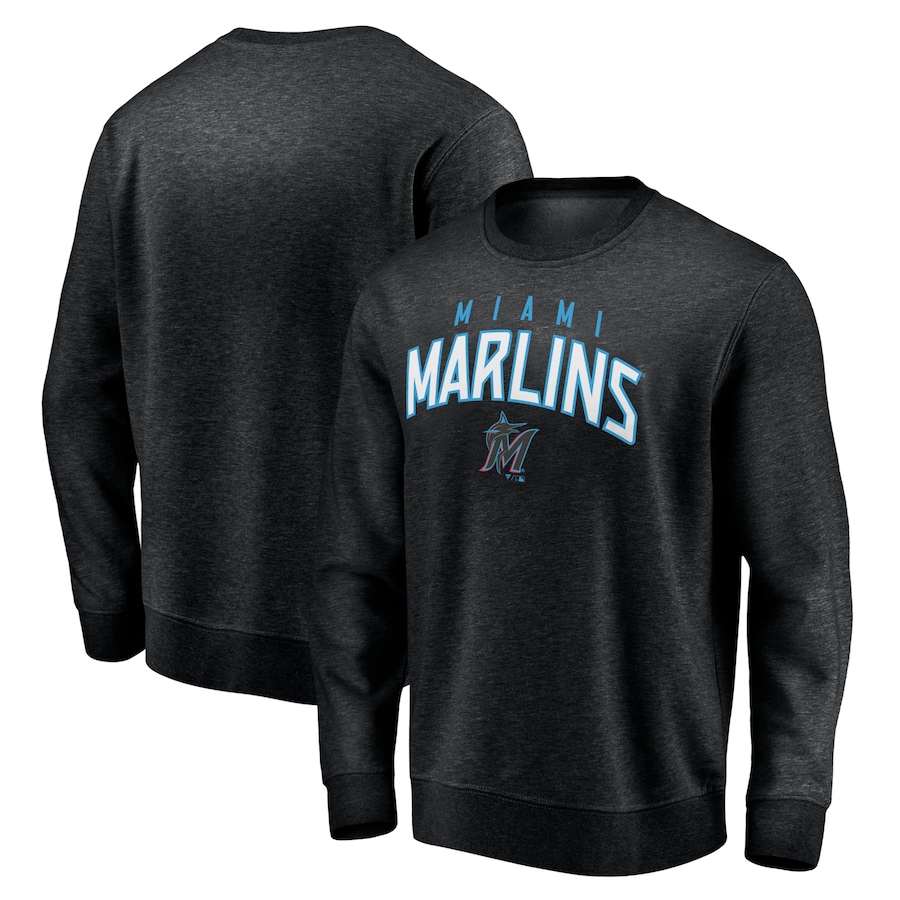 Men's Miami Marlins Black Gametime Arch Pullover Sweatshirt