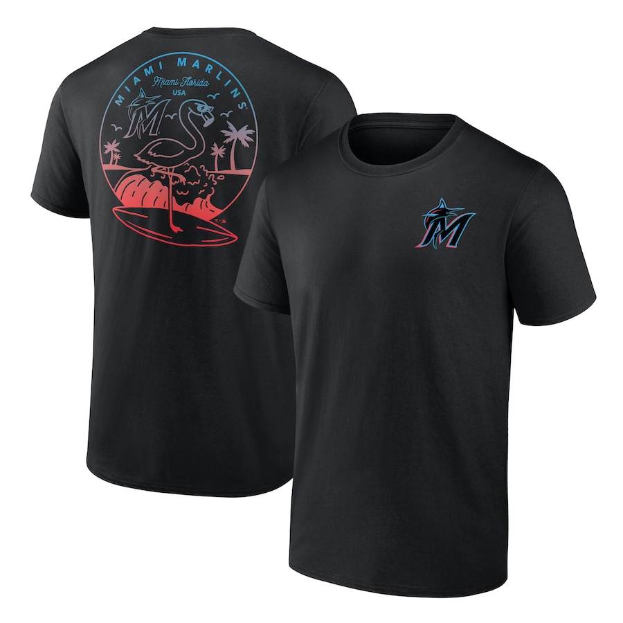 Men's Miami Marlins Black Team Hometown Collection Surf's Up T-Shirt Men's Miami Marlins Black Team Hometown Collection Surf's Up T-Shirt