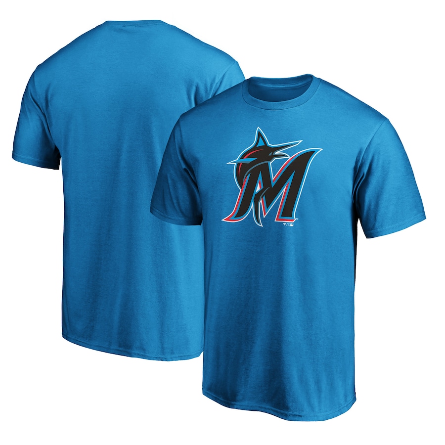 Men's Miami Marlins Blue Official Team Logo T-Shirt Men's Miami Marlins Blue Official Team Logo T-Shirt