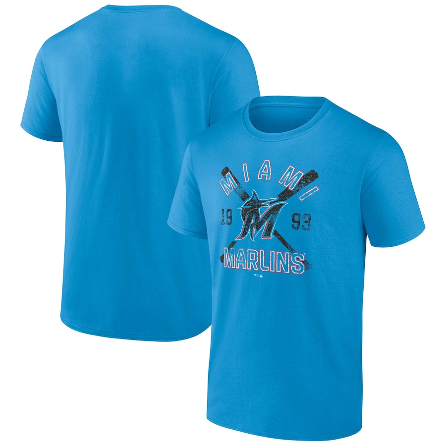 Men's Miami Marlins Blue Second Wind T-Shirt Men's Miami Marlins Blue Second Wind T-Shirt