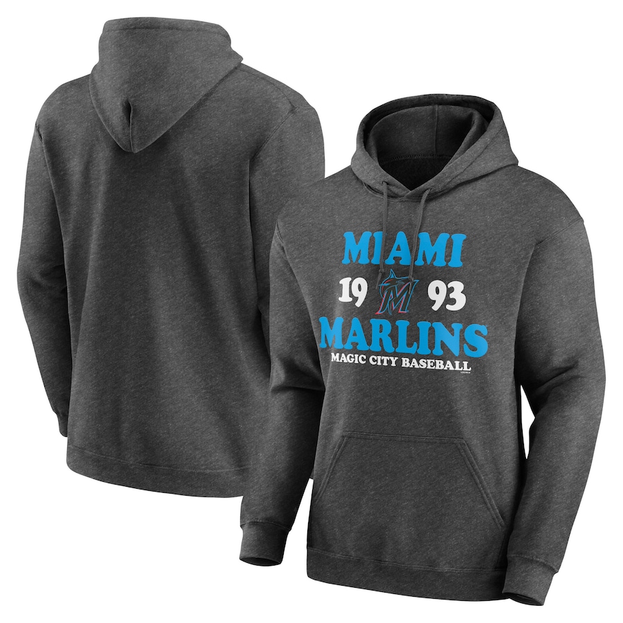Men's Miami Marlins Charcoal Fierce Competitor Pullover Hoodie Men's Miami Marlins Charcoal Fierce Competitor Pullover Hoodie