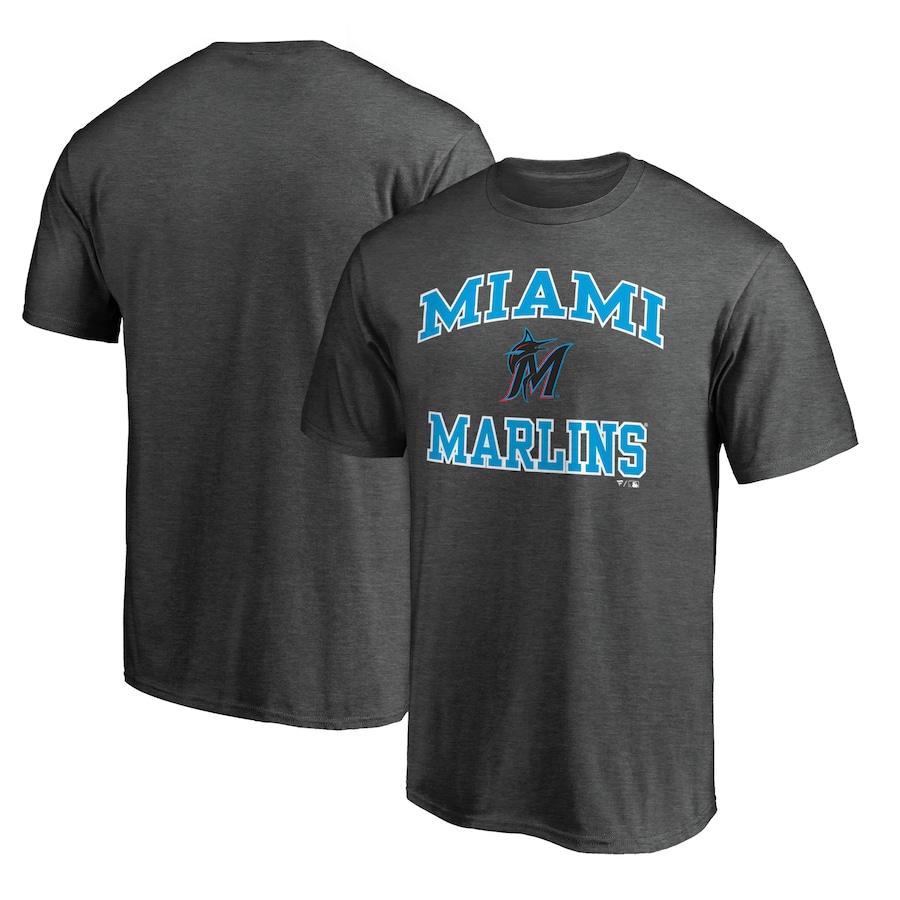 Men's Miami Marlins Charcoal Heart and Soul T-Shirt