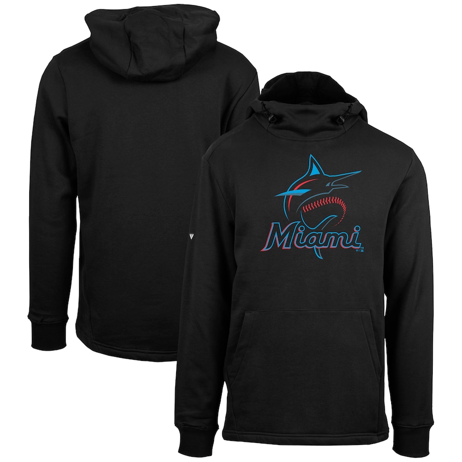 Men's Miami Marlins Levelwear Black Shift Sportswear Core Logo Pullover Hoodie