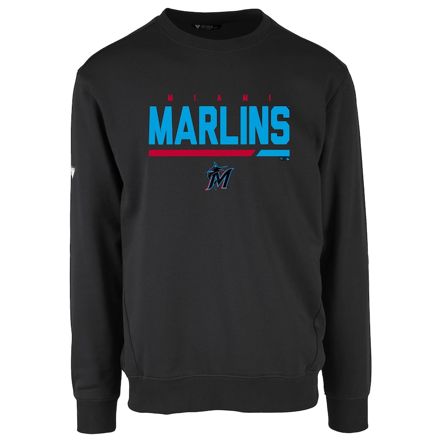 Men's Miami Marlins Levelwear Black Zane Fleece Pullover Sweatshirt