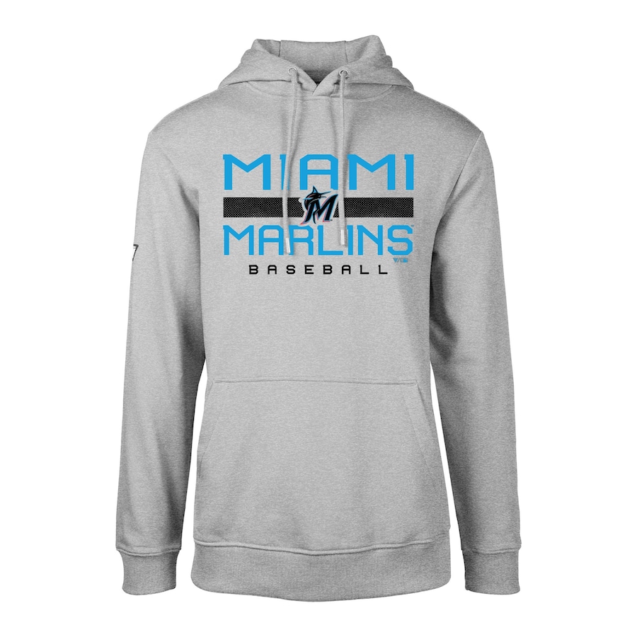 Men's Miami Marlins Levelwear Heather Gray Podium Dugout Fleece Hoodie
