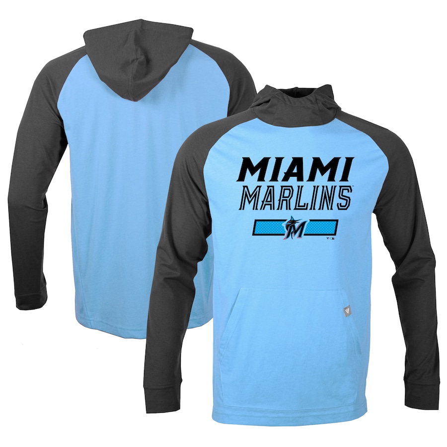 Men's Miami Marlins Levelwear Light Blue/Charcoal Uproar Undisputed Pullover Hoodie Men's Miami Marlins Levelwear Light Blue/Charcoal Uproar Undisputed Pullover Hoodie