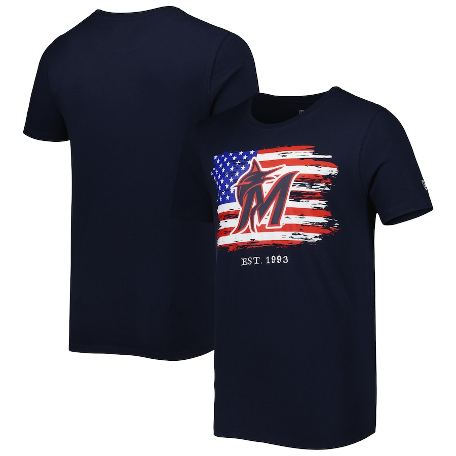 Men's Miami Marlins New Era Navy 4th of July Jersey T-Shirt Men's Miami Marlins New Era Navy 4th of July Jersey T-Shirt