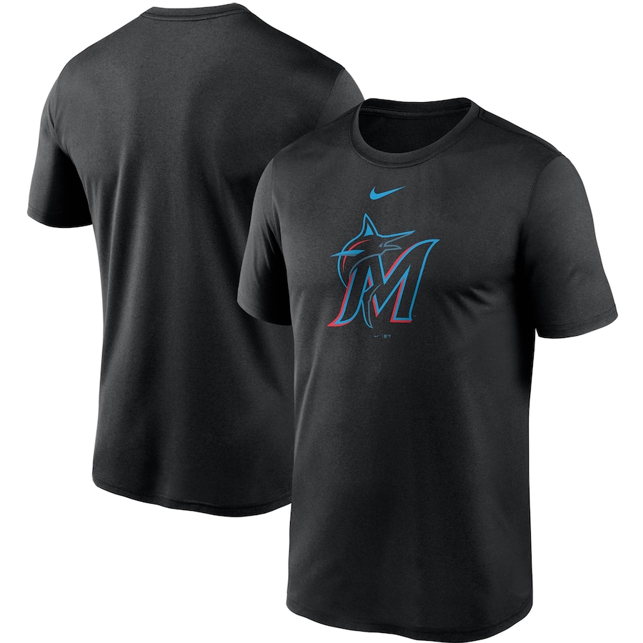 Men's Miami Marlins Nike Black Large Logo Legend Performance T-Shirt