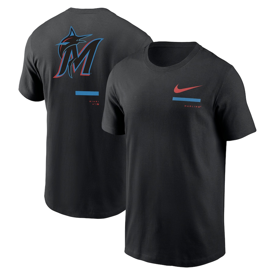 Men's Miami Marlins Nike Black Over the Shoulder T-Shirt