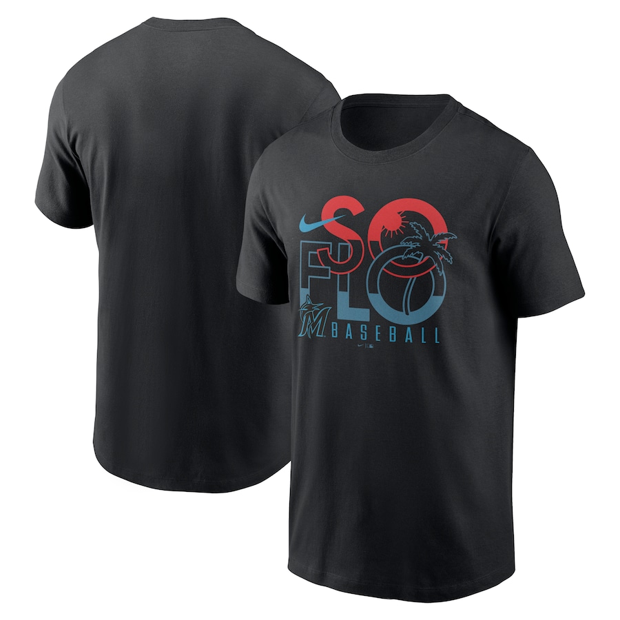 Men's Miami Marlins Nike Black So Flo Local Team T-Shirt