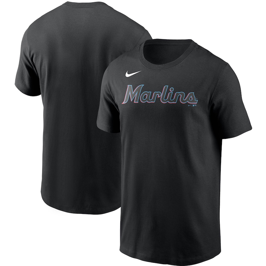 Men's Miami Marlins Nike Black Team Wordmark T-Shirt