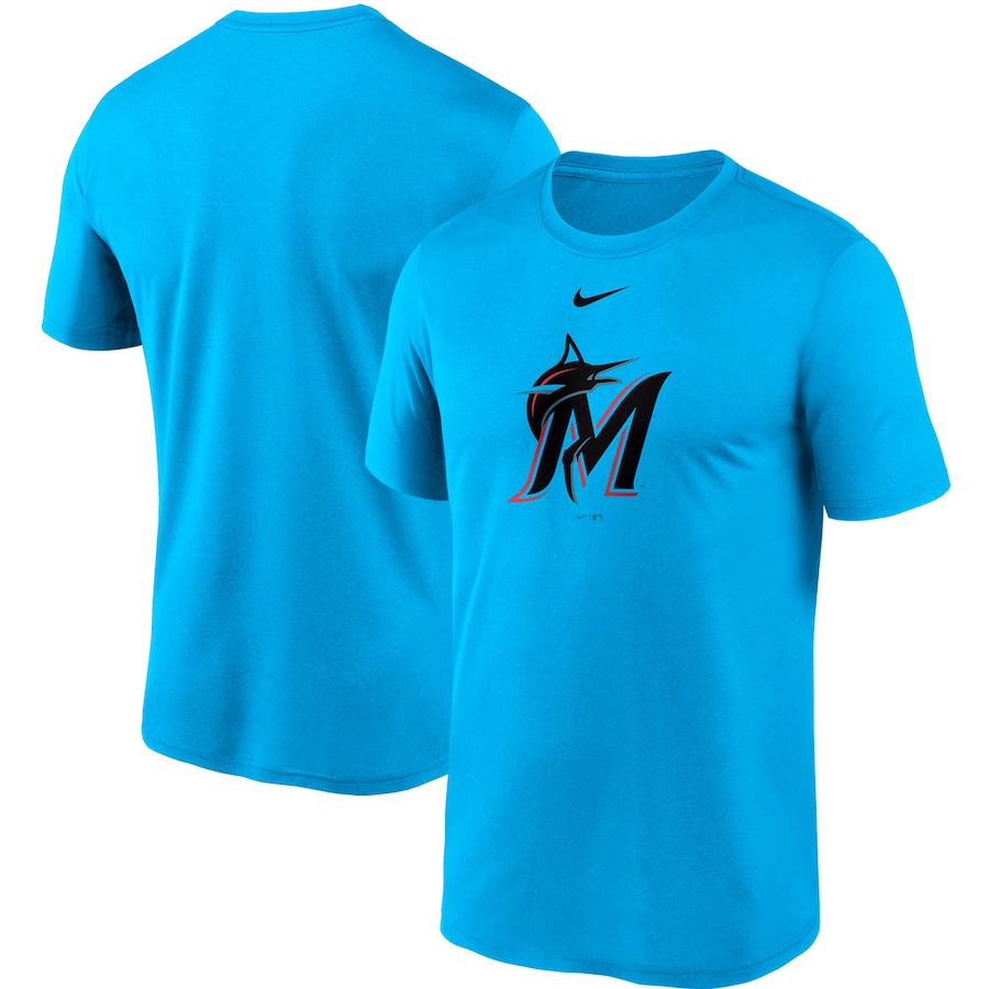 Men's Miami Marlins Nike Blue Large Logo Legend Performance T-Shirt