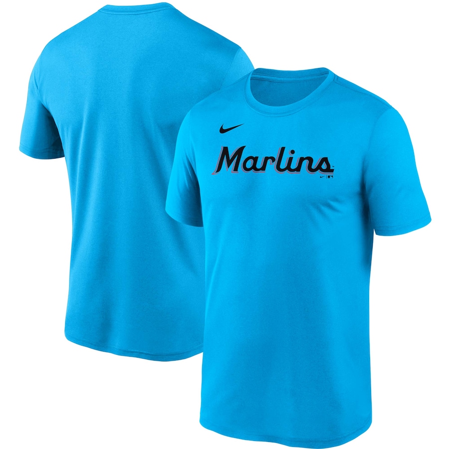 Men's Miami Marlins Nike Blue Wordmark Legend T-Shirt