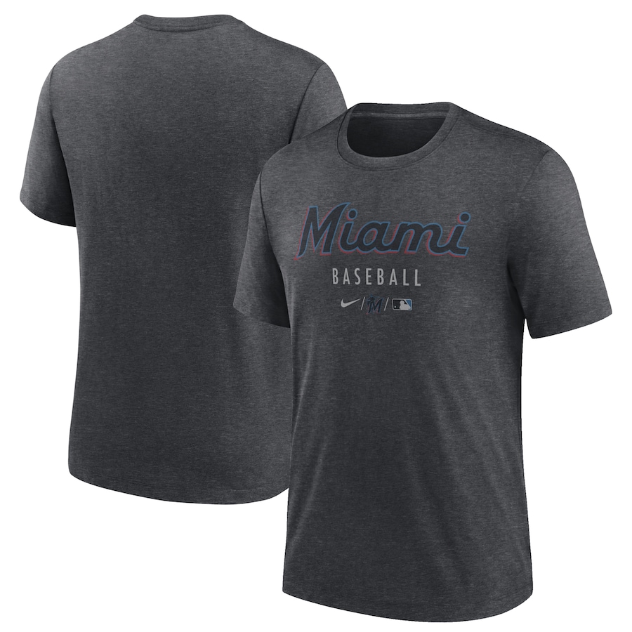 Men's Miami Marlins Nike Gray Authentic Collection Early Work Performance Tri-Blend T-Shirt