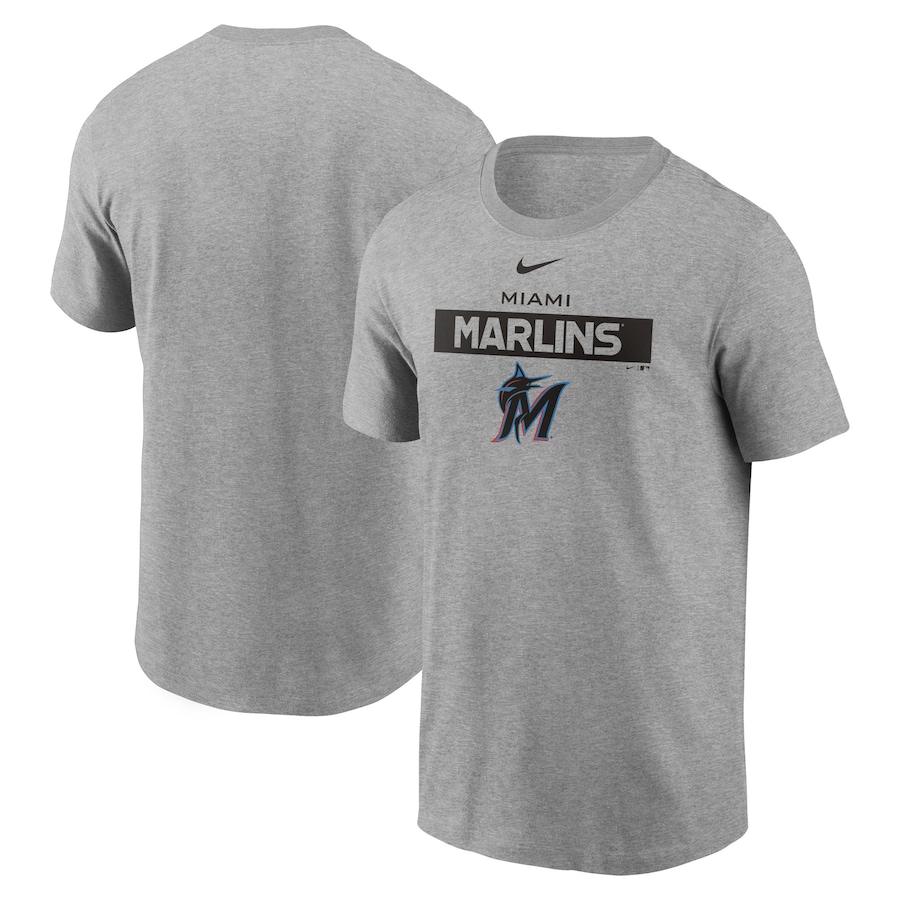 Men's Miami Marlins Nike Heathered Gray Team T-Shirt Men's Miami Marlins Nike Heathered Gray Team T-Shirt