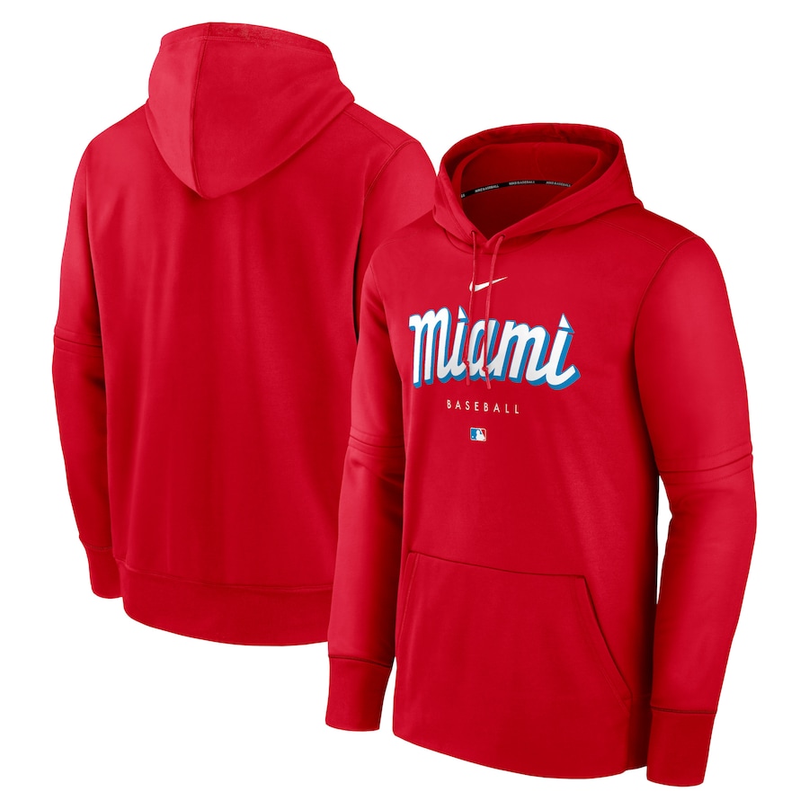 Men's Miami Marlins Nike Red City Connect Pregame Performance Pullover Hoodie Men's Miami Marlins Nike Red City Connect Pregame Performance Pullover Hoodie